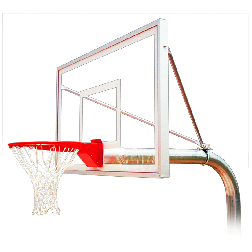 FIRST TEAM In Ground Basketball Hoop with clear backboard and red rim on metal pole