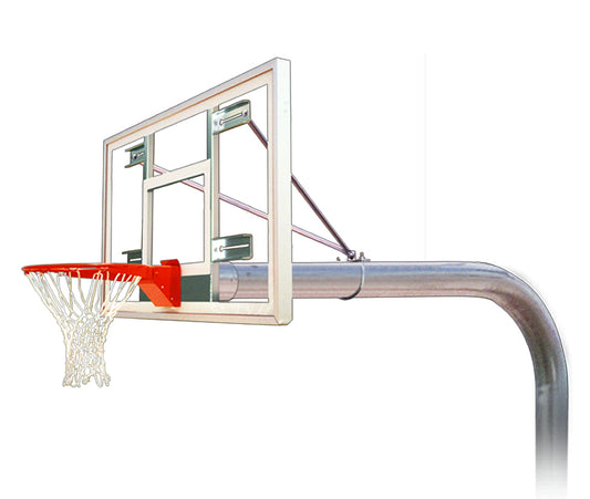 FIRST TEAM In Ground Basketball Hoop with clear backboard and metal pole for outdoor play
