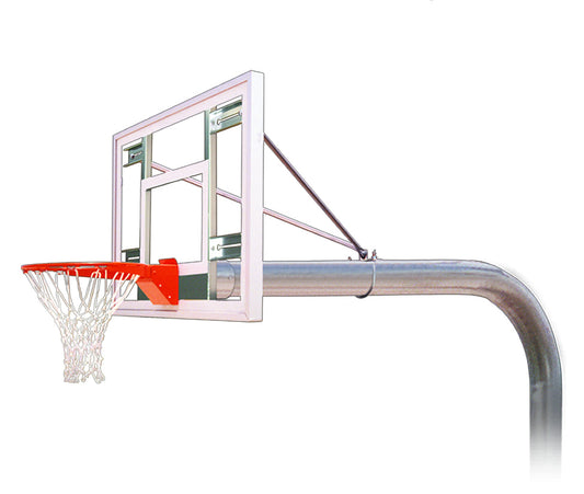 FIRST TEAM In Ground Basketball Hoop with clear backboard and sturdy metal pole for outdoor use