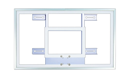 FIRST TEAM basketball backboard with clear rectangular design and mounting brackets for basketball hoop