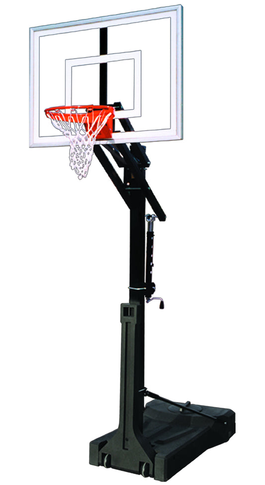 FIRST TEAM portable basketball hoop with clear backboard and adjustable black stand