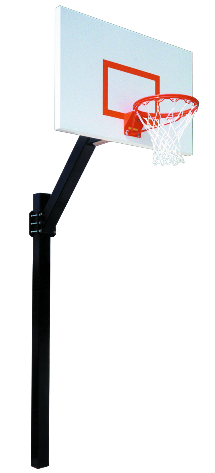FIRST TEAM In Ground Basketball Hoop with white backboard and orange rim for outdoor play