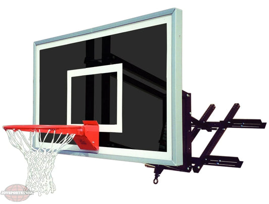 FIRST TEAM Wall Mount Basketball Hoop with clear backboard and red rim for outdoor play